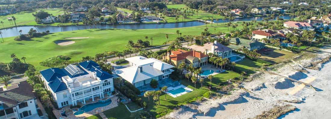 Aerial View of Ponte Vedra Beach, Jacksonville. Find Jacksonville, Florida homeowners insurance.