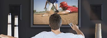 Man watching baseball game