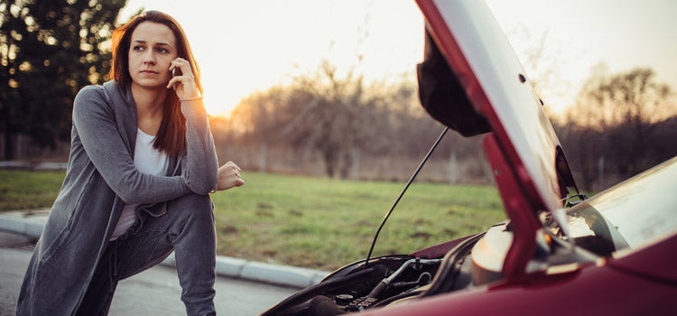 woman calling roadside assistance