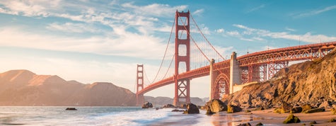 Panoramic view of Golden Gate Bridge, San Francisco, California