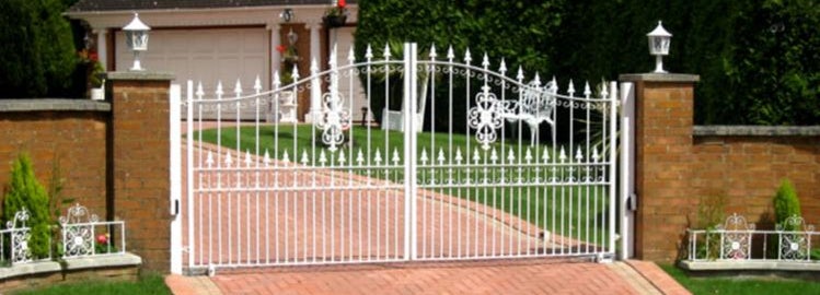 white driveway gate