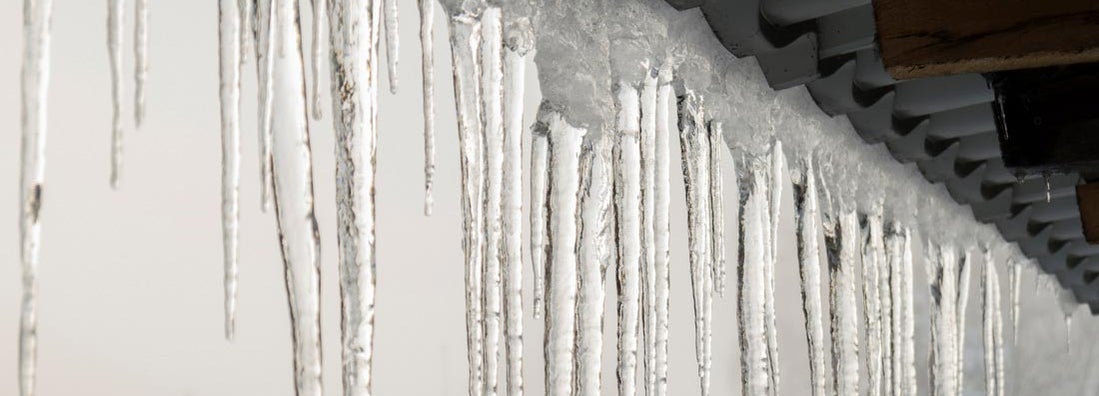 Ice dam on the eaves. Beware of ice dams on your South Dakota home.
