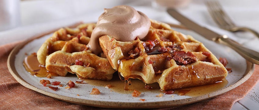 Bacon Buttermilk Waffles with Whipped Nutella