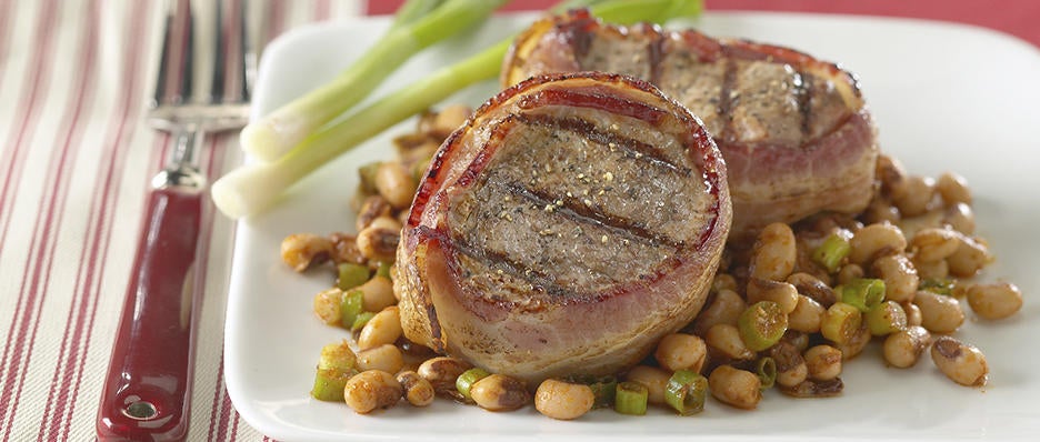 Bacon-Wrapped Pork Tenderloin with Texas Caviar