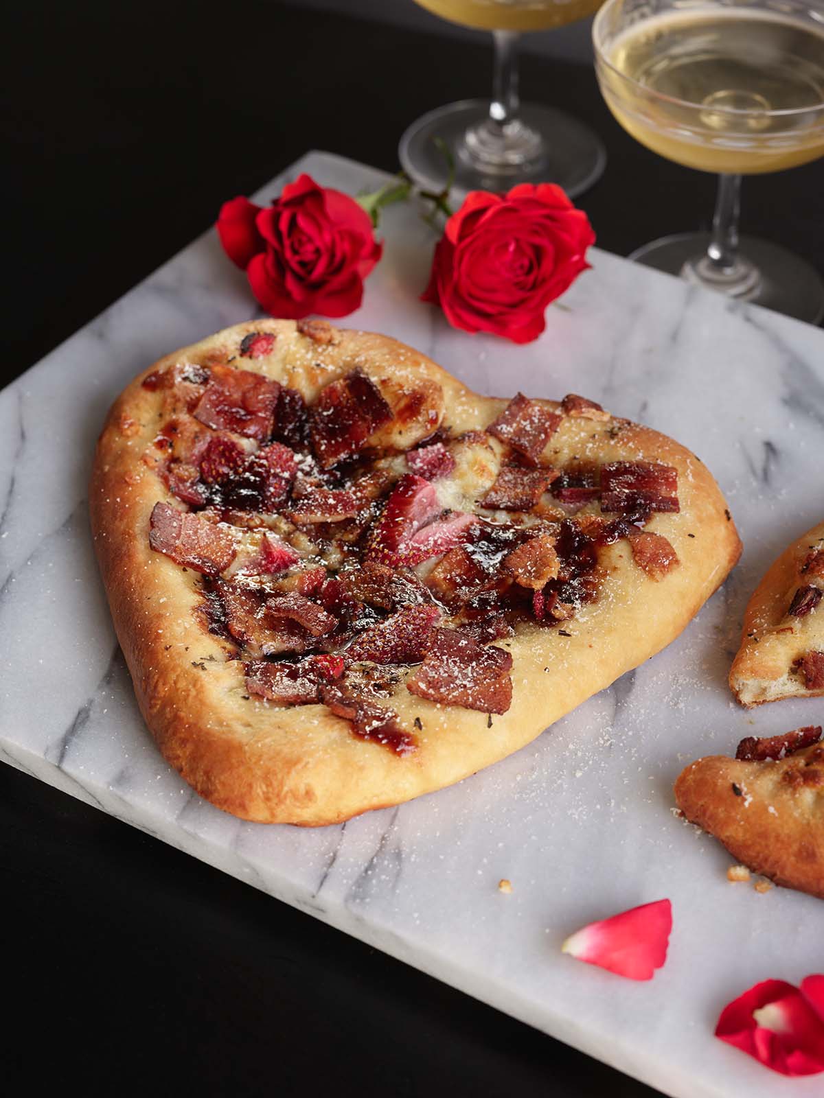 Bacon & Strawberry Basil Pizza with Strawberry Balsamic Glaze
