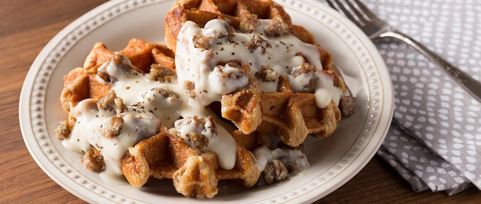 Waffles with Sausage Gravy