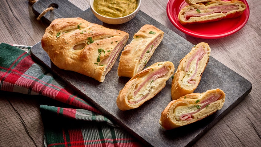 Brown Sugar Ham Stromboli with Honey Dijon Dipping Sauce