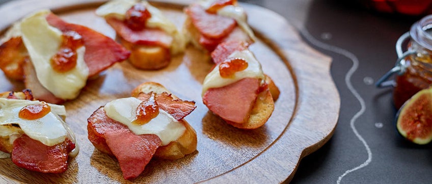 Ham and Brie Crostini with Fig Jam