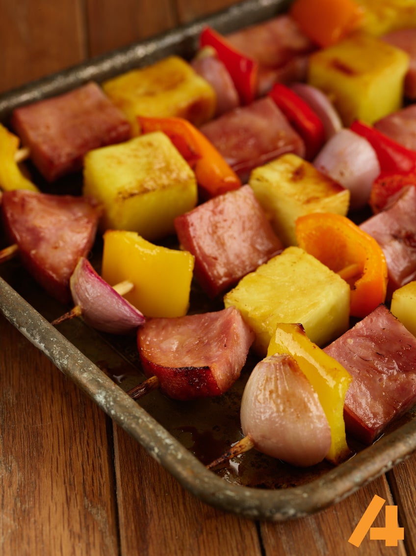 Ham Steak and Pineapple Skewers