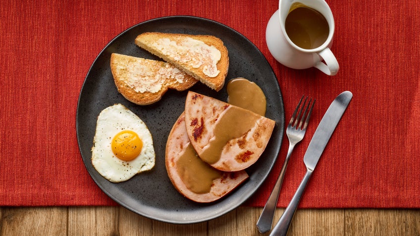 Maple Boneless Ham Steaks with Honey Dijon Redeye Gravy