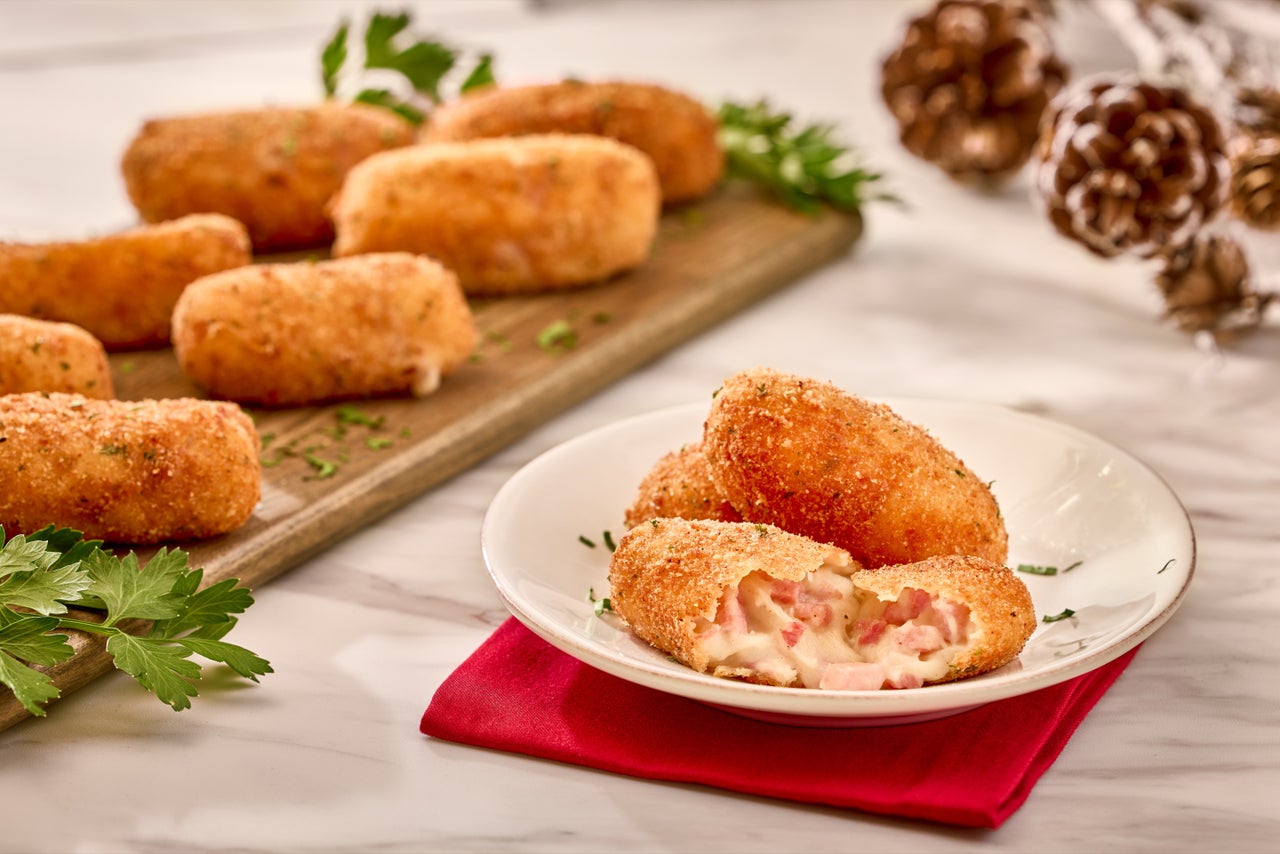 Fried Ham, Potato and Swiss Croquettes