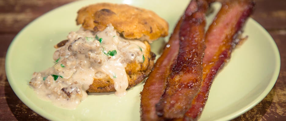 Sausage Gravy & Bacon Biscuits
