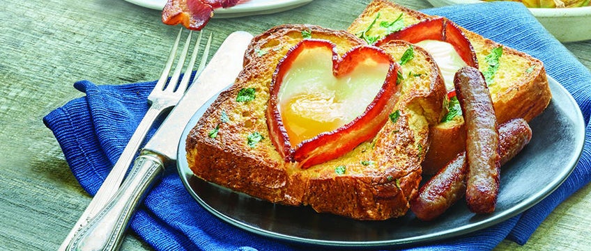 Savory Bacon Heart Breakfast Toasts