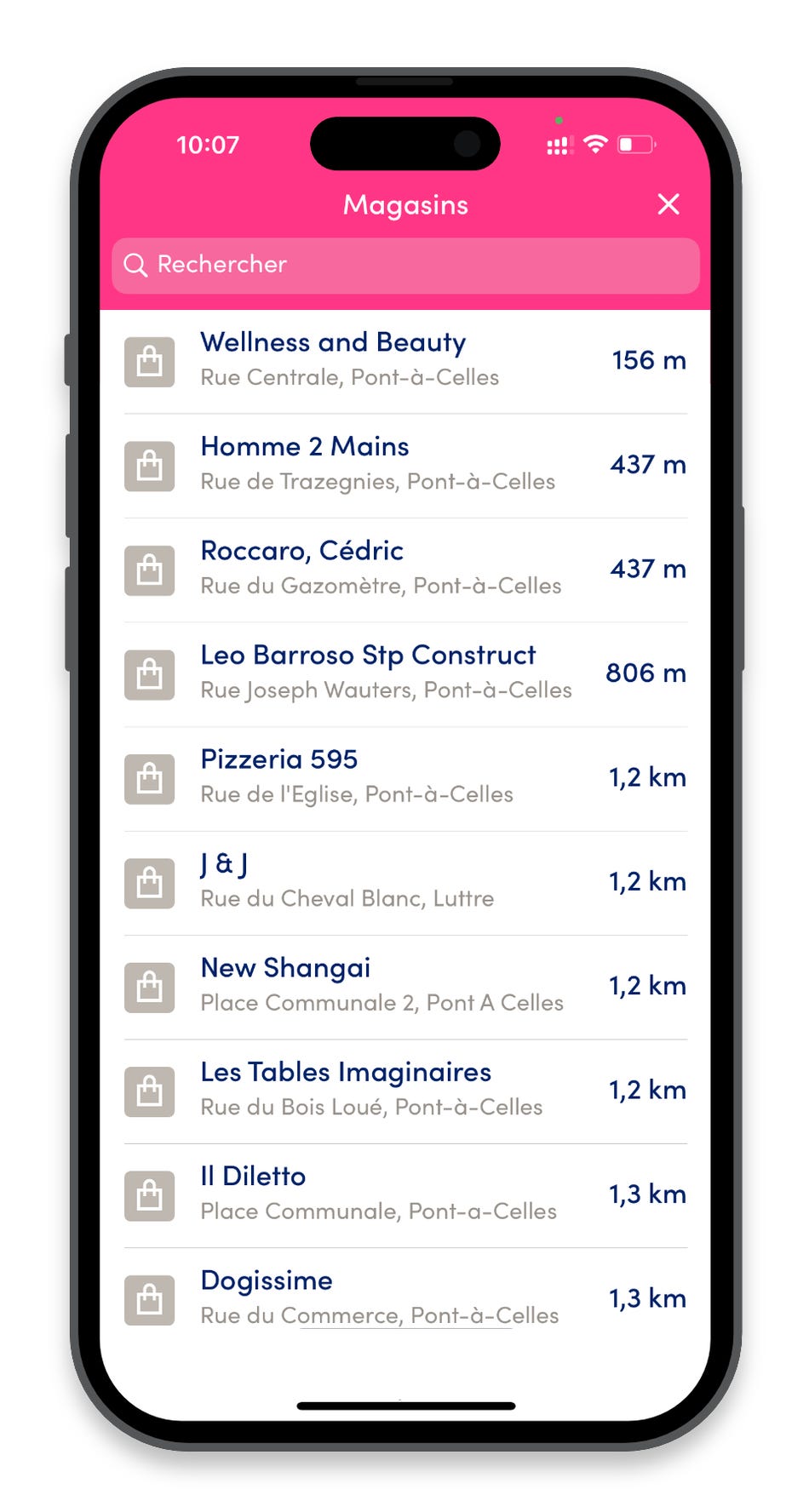 Cherchez le commerçant dans la liste des magasins