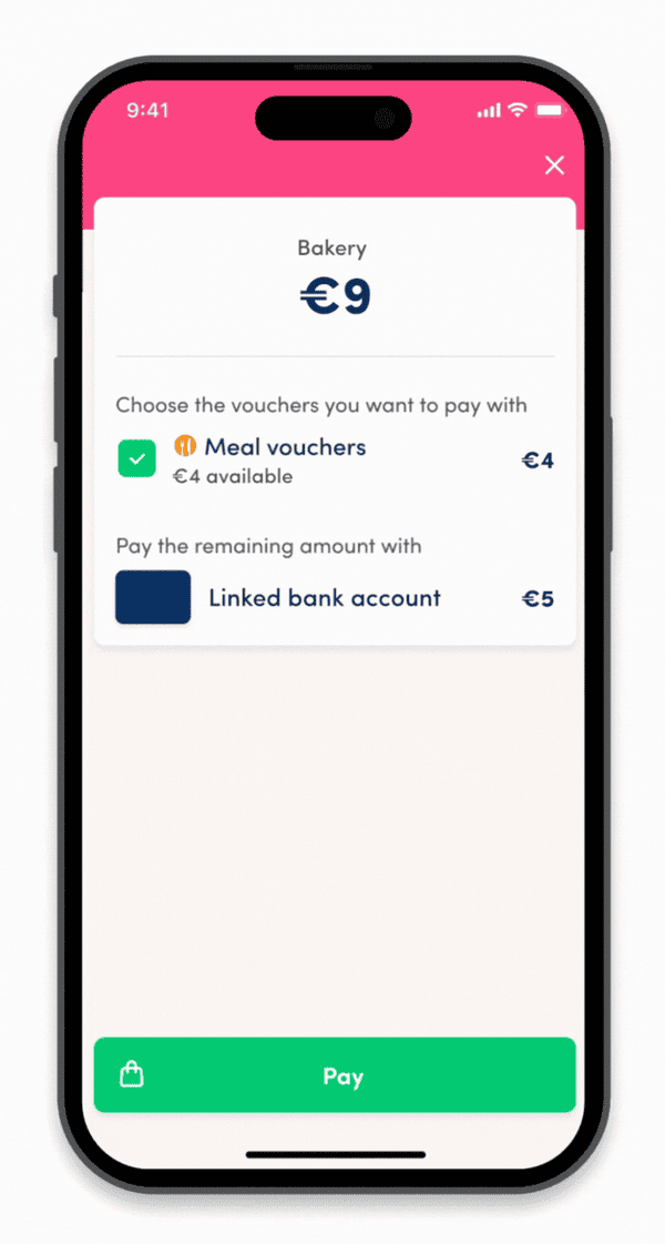 How do I pay with both meal vouchers and Payconiq in one go?