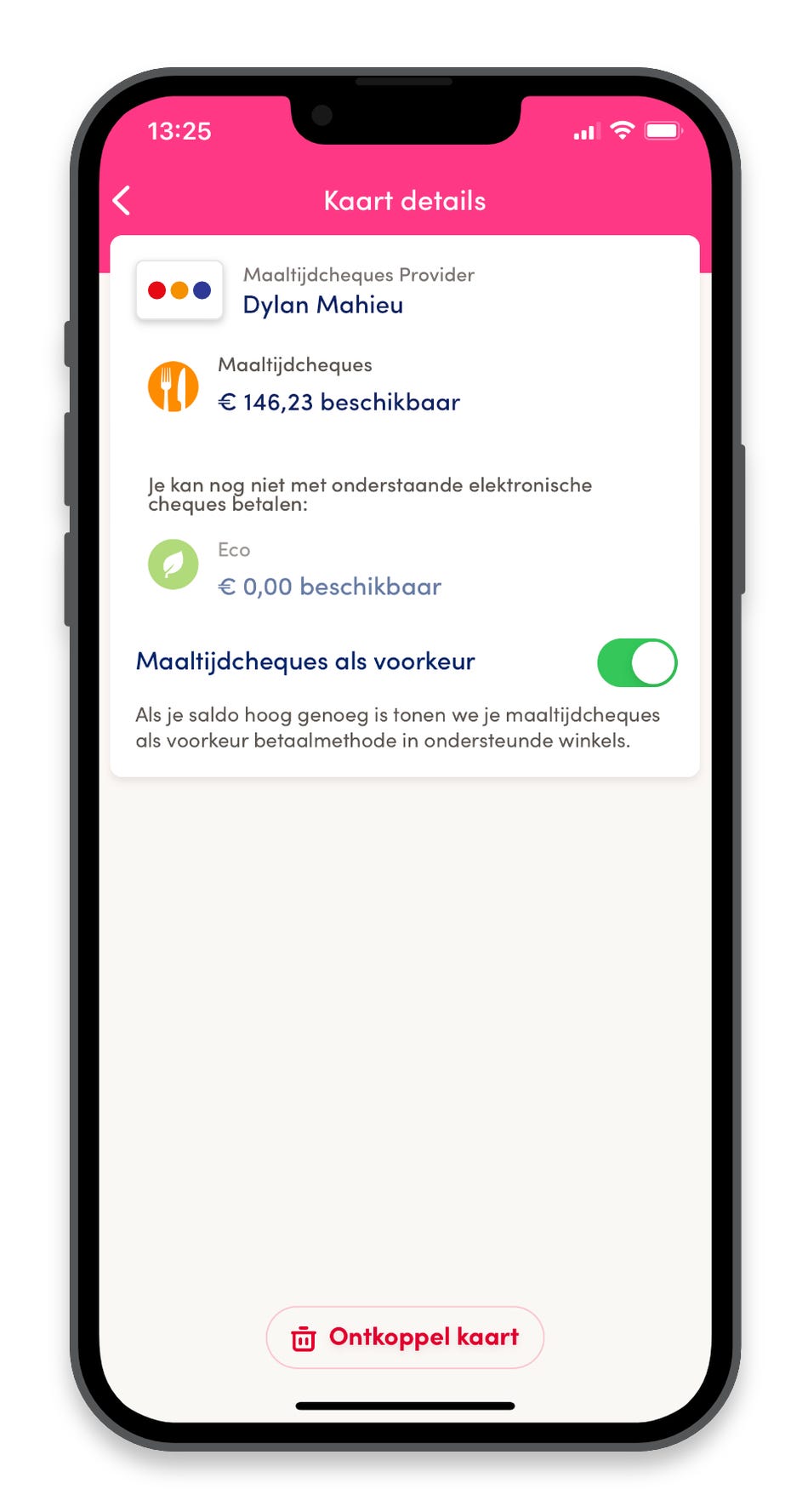 Hoe voeg ik mijn maaltijdcheques toe aan de app?