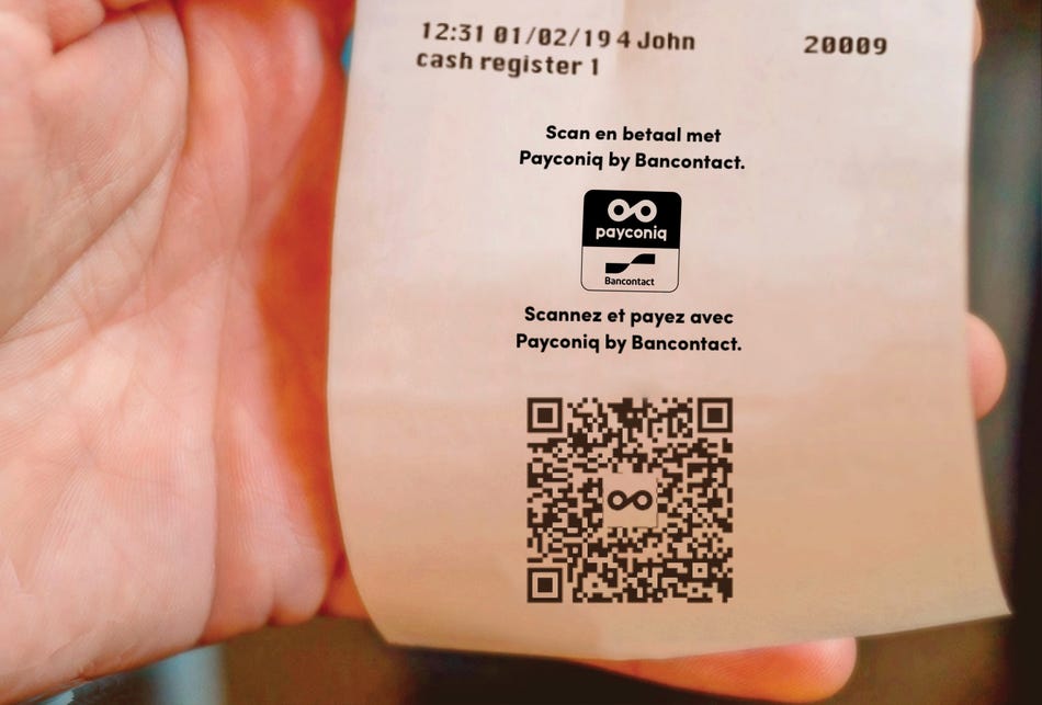 Un code QR Payconiq sur le ticket de caisse