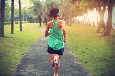 Back of a woman jogger.