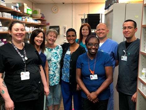 Lakeview Center Pharmacy Team pictured left to right: Amber Exum, Brenda Chavers, Lynnette Koppy, Cheryl Howard, Heather Barnes, Angela Arnold, Jeff fletcher and Matt Valdez.
