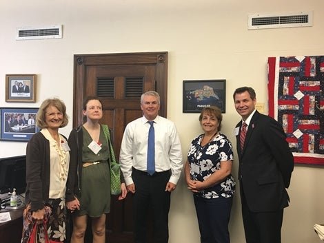 Pictured left to right: Nancy Ashmore, mother to GCE Employee of the Year; Allison Ashmore, GCE Employee of the Year; Congressman James R. Comer, Jr., (KY-01); Lori Kain, GCE Director of Governmental/Community Relations; Jeff Read, GCE Chief Operating Officer.