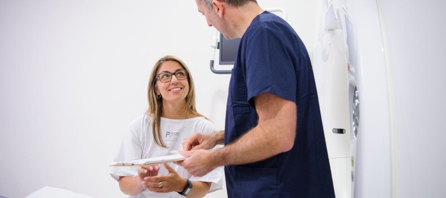 Patient with radiologist