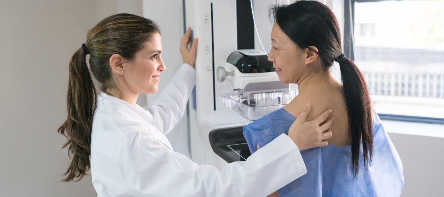 Patient having a mammogram