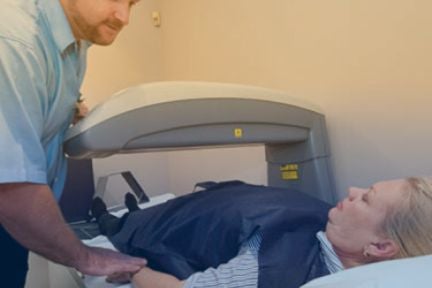 patient having a bone density scan