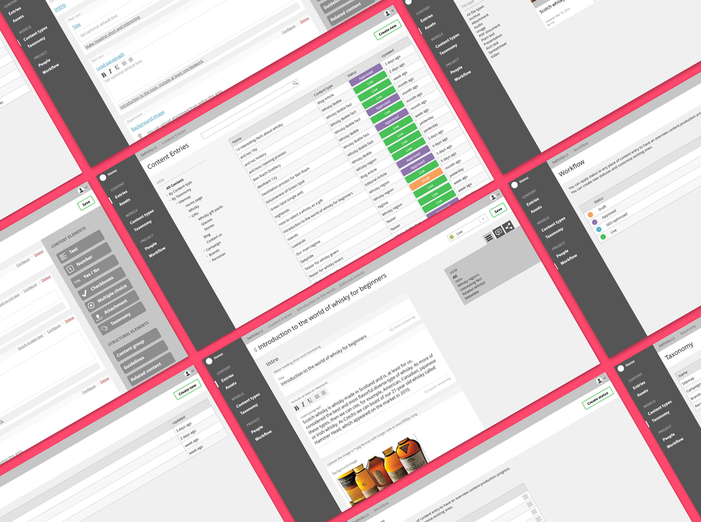 An iteration of wireframes