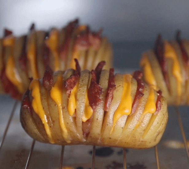 Cheesy Bacon Hasselback Potatoes