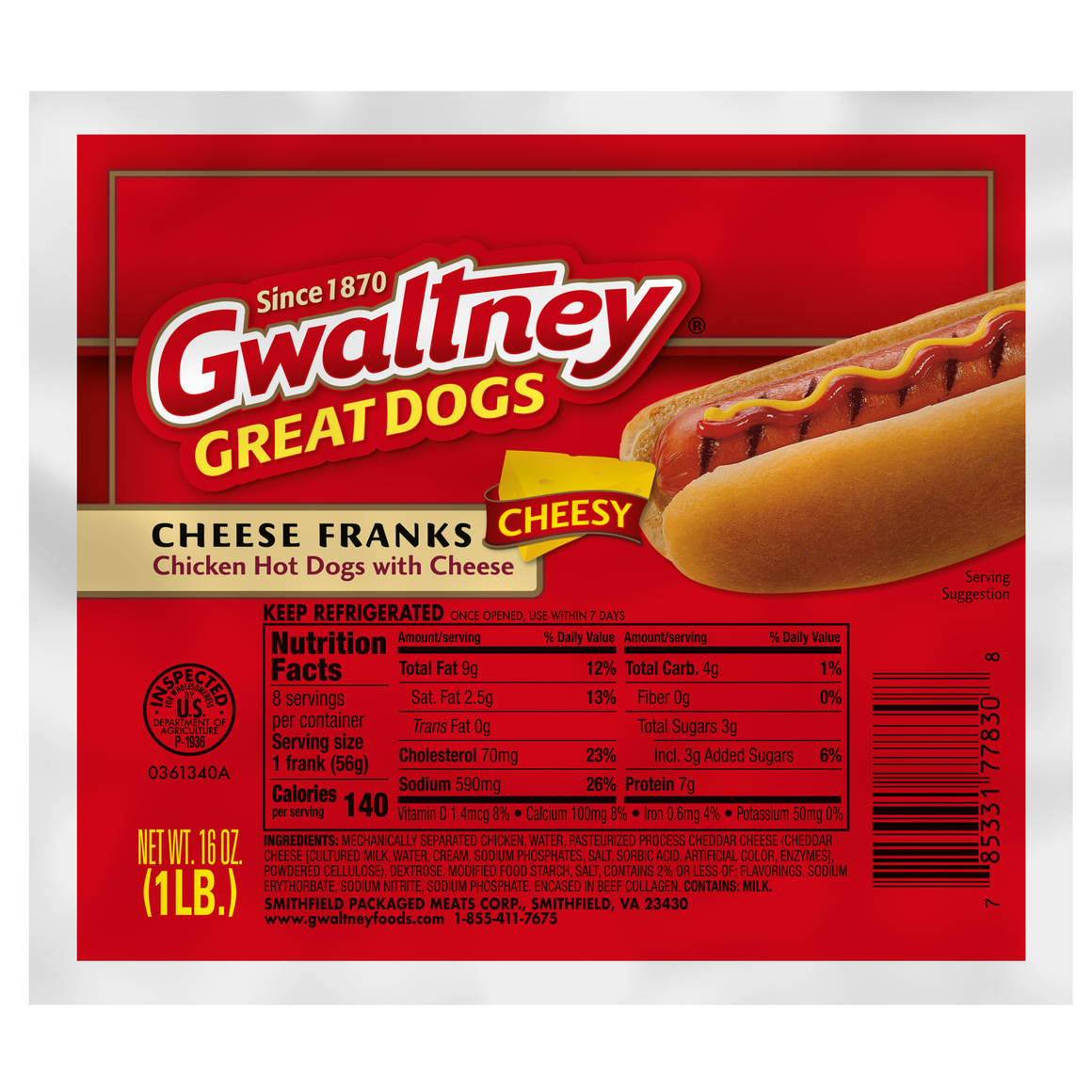 Chicken and Cheese Hot Dogs 16oz.