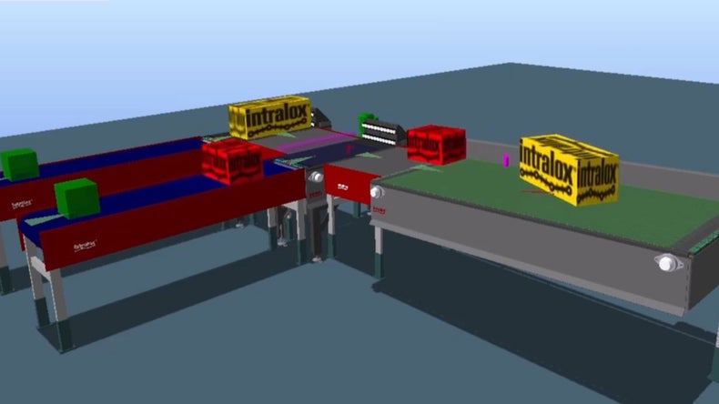 Screenshot of a simulation Intralox created for the global hygiene product manufacturer.
