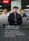 E-book cover with three men looking at EV battery on conveyor, text: Prepared For Your Future: The Principles Behind Intralox's EV Battery-Handling Solutions