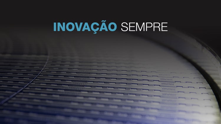 Imagem da capa do vídeo com a esteira radial azul, texto: "Sempre inovando"