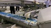 Corn kernels are fed onto a ThermoDrive Embedded Diamond Top belt on an incline-to-surge Z-conveyor