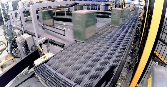 Cases of shampoo on DARB Sorter S4500