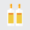 Icon illustration of two identical clear liquor bottles