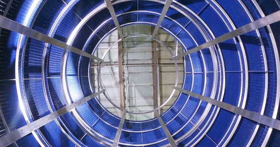 Vue intérieure du convoyeur en spirale