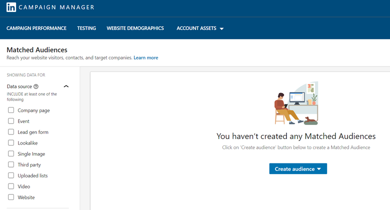 LinkedIn Campaign Manager Matched Audiences screenshot