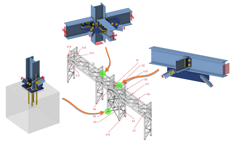 Delegated Connection Design in Industrial Steel Pipe Rack Structures
