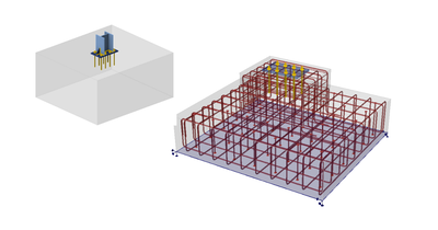 Anchoring into staged footing and design of reinforcement
