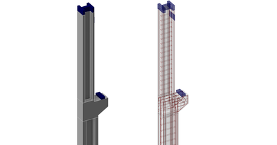 Example of calculation reinforced concrete column with corbel. The column has two parts with different sizes of I-section. Concrete Corbel calculation according to EN code in IDEA StatiCa Detail. 
