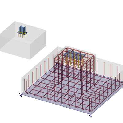 Anchoring into staged footing and design of reinforcement