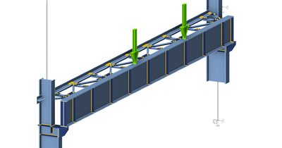 Crane Runway Beam with a supported beam in IDEA StatiCa Member. All member are checked with respect to joint stiffness, calculation provide comprehensive information about structure behavior. Code-check according to EN in IDEA StatiCa Member.