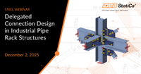 Delegated connection design in industrial pipe rack structures
