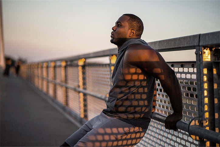 Man having a rest after going for a run