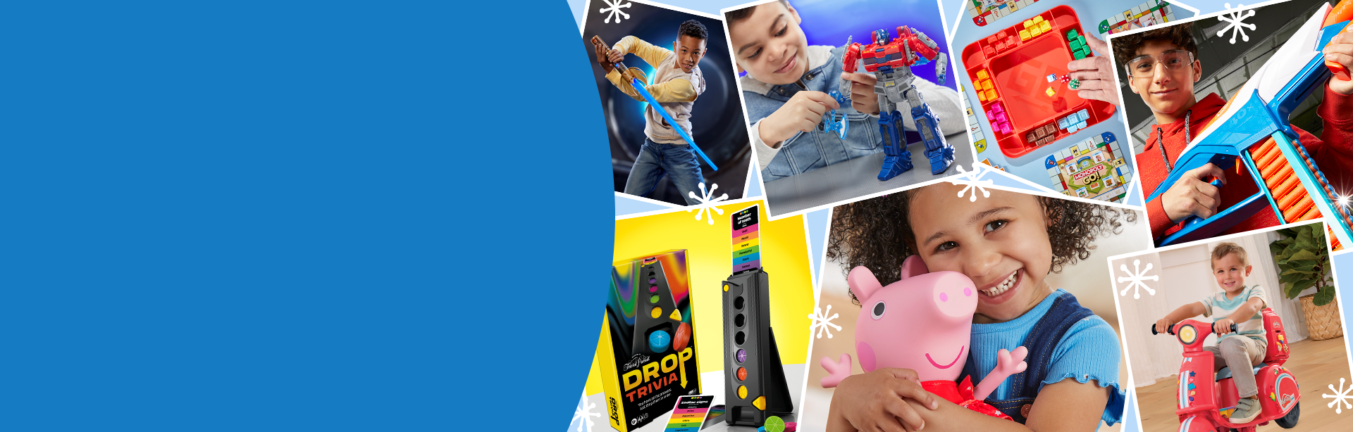 Hasbro’s Christmas collection and Festive Holiday Gifts banner