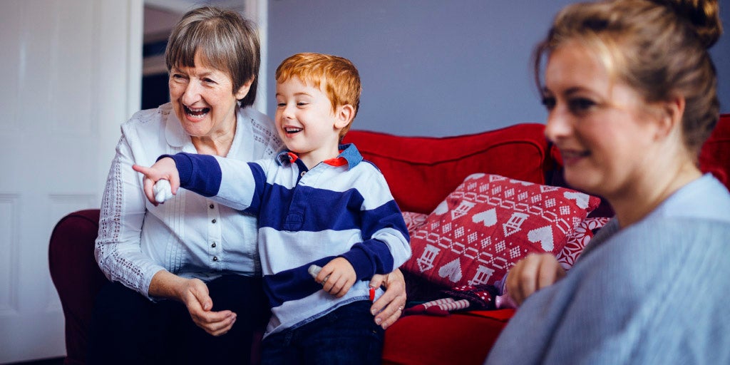 grandmother with daughter and grandson - British Seniors