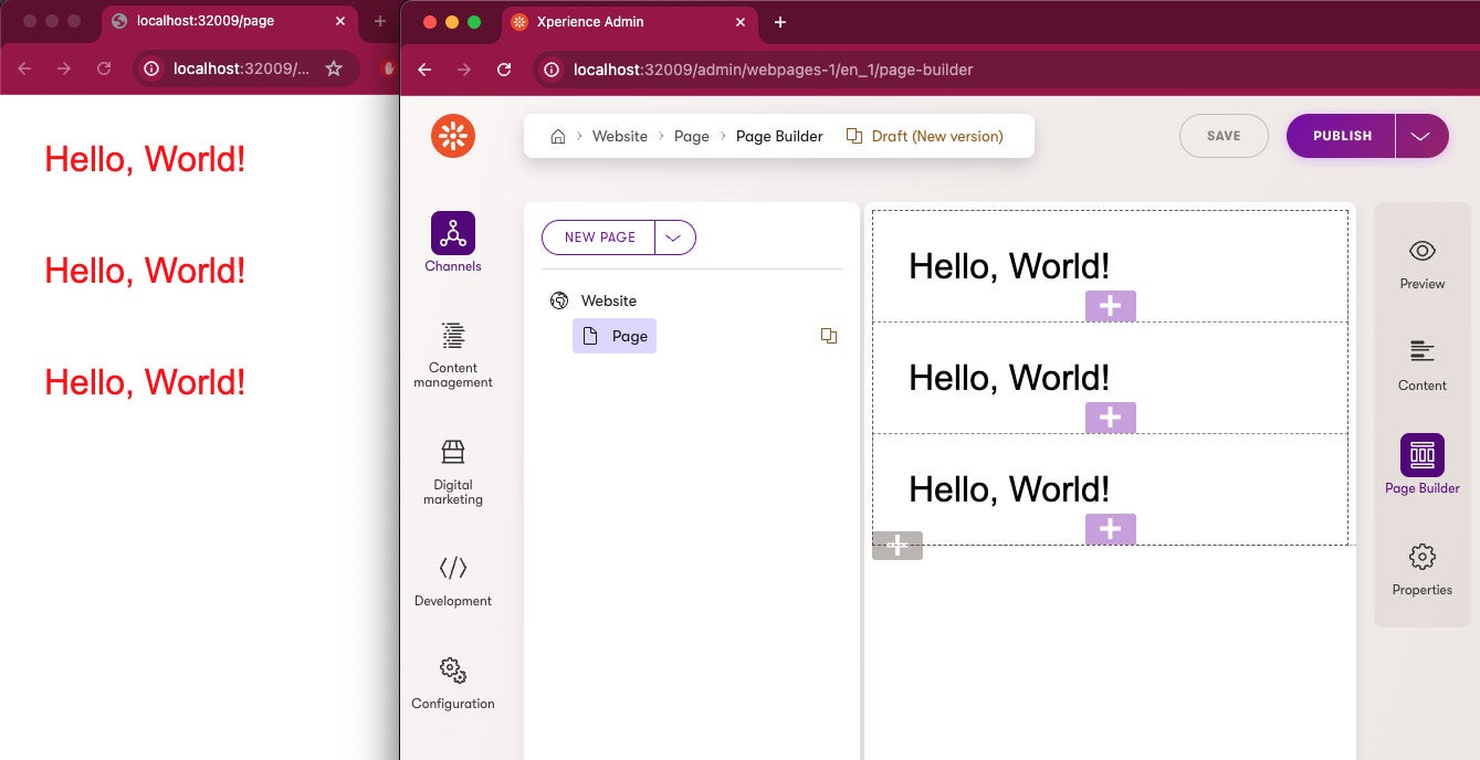The script is executed on the live site but not in the Page builder