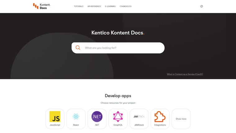 Dokumentační portál pro Kentico Kontent