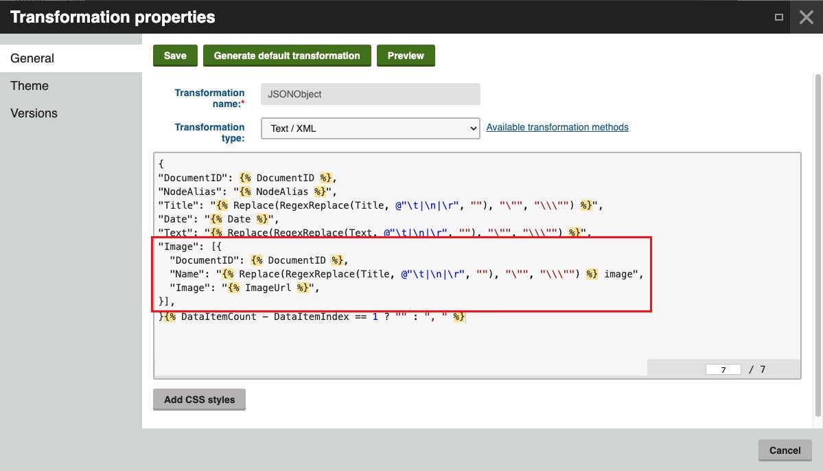Custom response repeater transformation with Image field addition